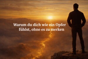 Silhouette eines Mannes im Sonnenuntergang – Symbol für innere Gefangenschaft, Selbstsabotage und das Erkennen der eigenen Opferrolle